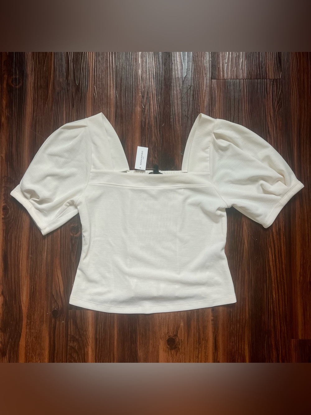 NWT Banana Republic Women's white puff sleeve blouse size M